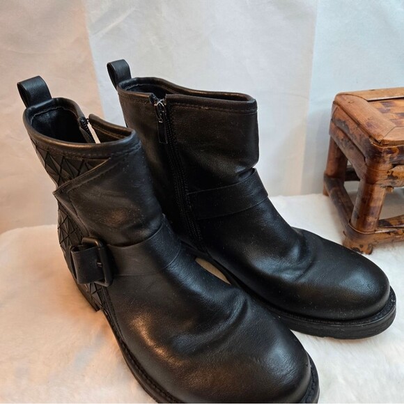 MTNG Tatum Boots Leather Textured Brand Logo Zip Closure Buckle Belt Size 37 - Picture 2 of 16